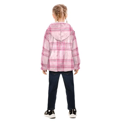 OTVEE Pink Valentine Plaid Checkered Kids Hoodie Jackets Fall Spring Full Zip Warm Outwear Coat4