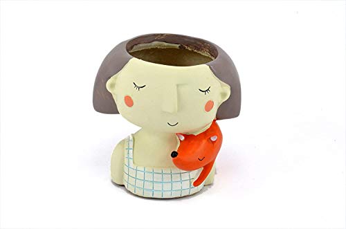 Image of Cute Beautiful Combo Pack of 4 Girls Succulent Planter Pots Resin Creative Flowerpot Plant Pot Planter Container for Home Garden Office Desktop Decoration (2 Boy And 2 Girl Pot)