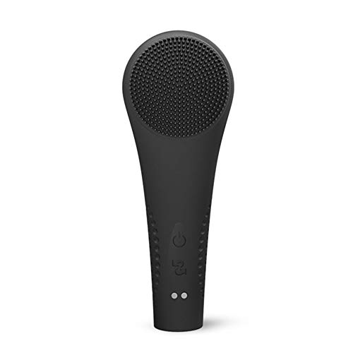 Brosse nettoyante visage silicone ultrasonique noire pour un massage facial vibrant efficace