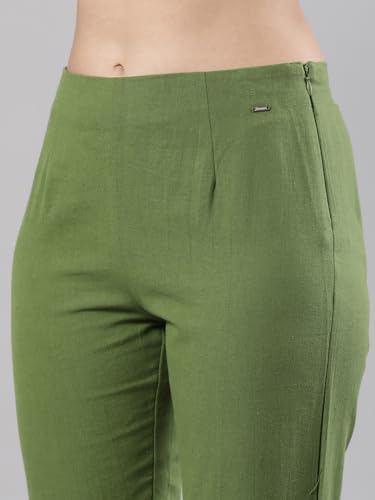Image of Femmora Comfortable Fit Solid Straight Pant, Breathable Cotton Fabric with Side Zip Button Closure, for Women, Pack of 1
