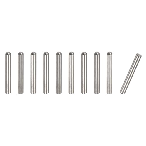sourcing map 3x18mm Dowel Pins, 10pcs 304 Stainless Steel Round Head Flat Chamfered End Dowel Pin Bunk Bed Pins Shelf Pegs Support Shelves Fasten Elements
