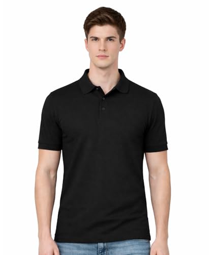 Image of AWG ALL WEATHER GEAR Men's Cotton Blend Polo T-Shirt | Plain Regular Fit | Soft Breathable Fabric | Casual & Formal Wear | Half Sleeve | Collared T-Shirt | Mens Tshirts | Tees for Man