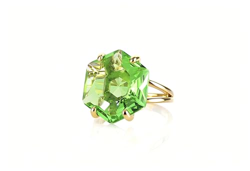 Bague en or avec tourmaline verte hexagonale en or jaune 18 carats de haute joaillerie