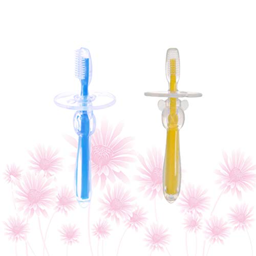 Conjunto de escova de dentes de silicone para bebês, escova de dentes para bebês, escova de dentes d