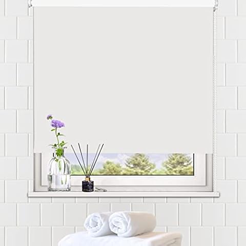 SEEYE Blackout Roller Shades Window Blinds Room Darkening Curtain Privacy Waterproof Fabric UV Protection for Home Kitchen Bathroom Bedrooms Easy to Install 40" W x 72" L(Pure White) Cover