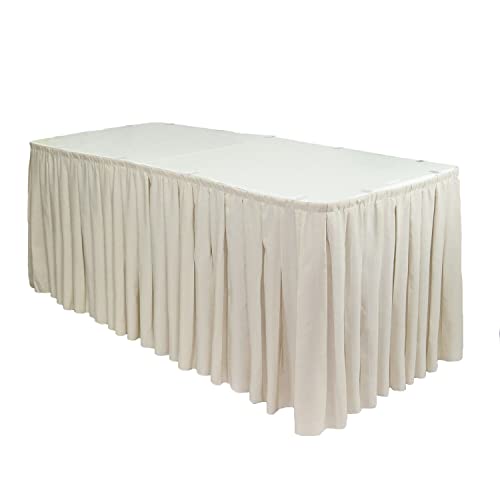 Polyester Pleated Table Skirts for Weddings and Special Events (Ivory, 17 ft x 29 inch)