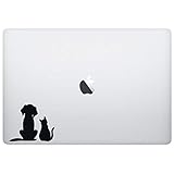 Laptop Sticker Decal - Cat and Dog Sitting Silhouette - Skins Stickers