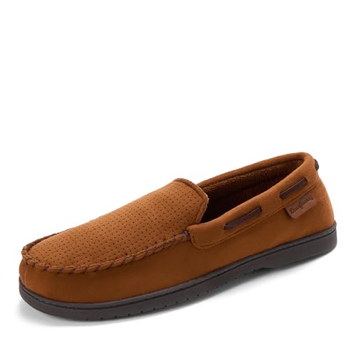 Image of Dearfoams Men's Keaton Moccasin House Shoes With Memory Foam, Indoor Slippers With Wide Widths