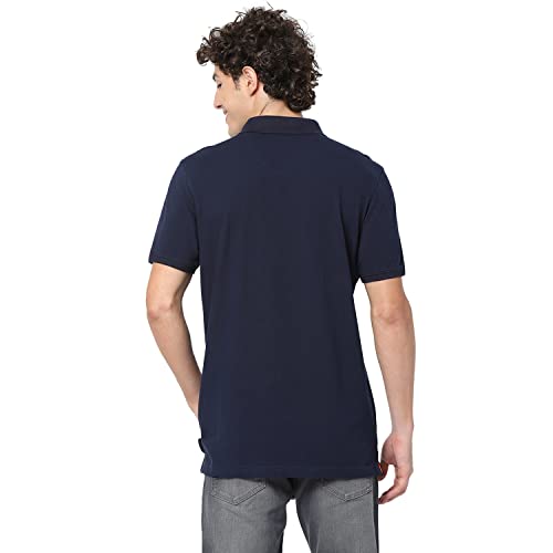 Image of Spykar Men's Slim Fit Polo Neck Half Sleeve Solid Casual T-Shirt