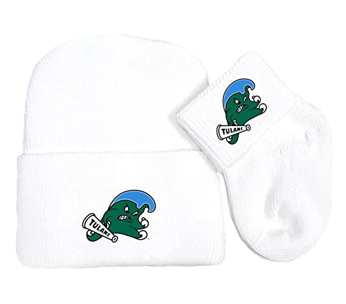 Future Tailgater Tulane Green Wave Newborn Baby Knit Cap and Socks Set