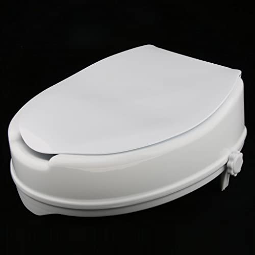 Barenx Durable Standard Potty Toilet Seat Riser Raised Elongated Elevators With Cover 4 Inches Easy Installation #TOP5