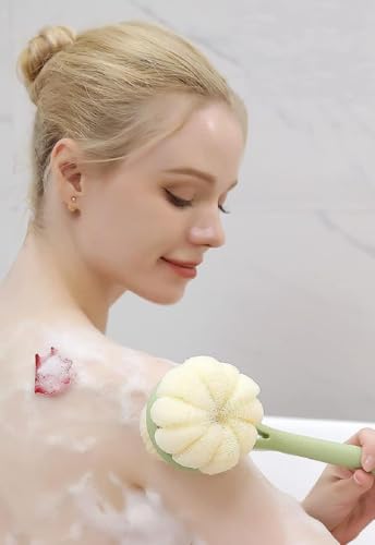 Image of Silicone Bath Brush with Long Handle - Soft Bristles Back Scrubber for Shower | Body Massage - Exfoliating Dirt Removal Brush for Men | Women (Korean Pack of 3)