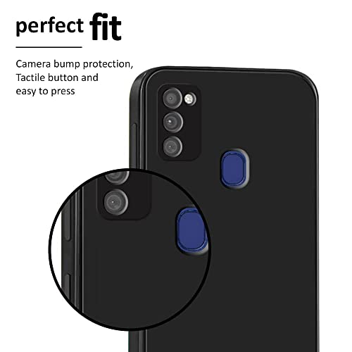 Image of WOW IMAGINE Protective Sleek Back Case Cover for Samsung Galaxy M21 / M30s / M21 2021 Edition (Flexible | Silicone | Shock Proof, Anti Slip, Soft Rubberised | Pitch Black)