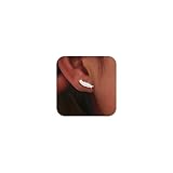LOVECOM 925 Sterling Silver Post Feather Cartilage Studs Earrings for Women Cute Tiny Animal Feather Flat Back Piercing Earrings Small Ear Crawler Earring Jewelry Birthday Gifts to Daughter (Silver)