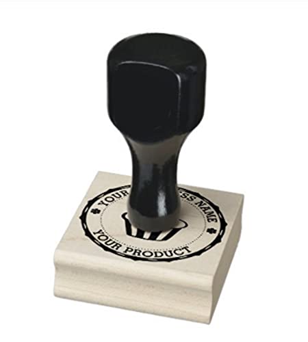 Custom Premium Wood Rubber Stamp With Laser Engraved Index & Heavy Duty Black Wood Handle, 2" X 2" #TOP5