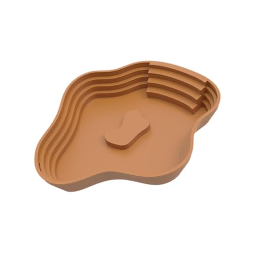 Leefasy 爬虫類の入浴プールタートルバスアムフィビアンアクセサリーテラリウムボウルの水とハムスターのひげを生やしたドラゴンヒョウのためのフードボウル, 茶色l