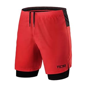 TCA Ultra 2 in 1 Compression Shorts Men Running Gym Shorts for Men with Back Zipped Pocket