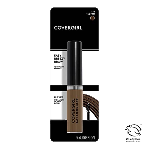 Covergirl Easy Breezy Volumizing Brow Gel, Waterproof, 0.16 Oz, Eyebrow Gel, Brow Gel, Long Lasting, Easy Application, Infused With Argan Oil, Cruelty Free #TOP2