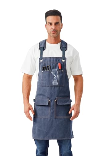 Nanxson Hommes Tabliers en toile imperméable Tabliers de travail, tablier à outils avec poches pour le jardinage, l'industrie, la peinture