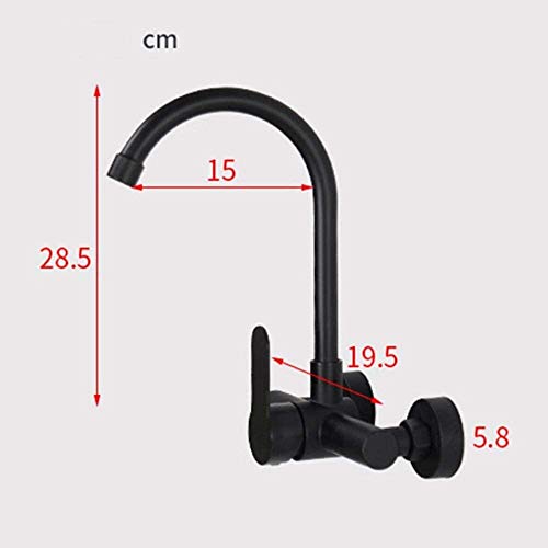 Grifos de cocina de pared Monomando negro mate LWX 4