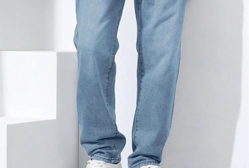 Men's high-Street Loose-fit Jeans, Classic Retro Straight-Leg Denim Wide-Leg Pants3