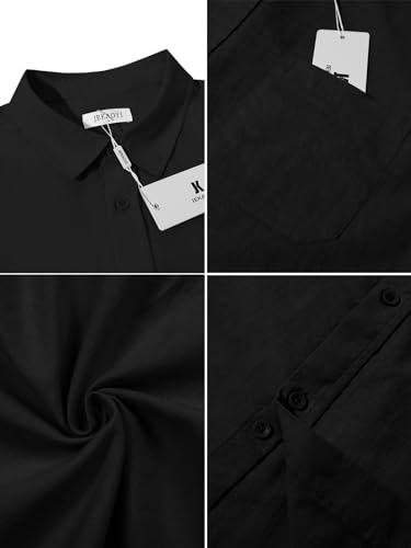 Button Down Short Sleeve Linen Shirts for Men Summer Casual Cotton Spread Collar Beach Shirts3