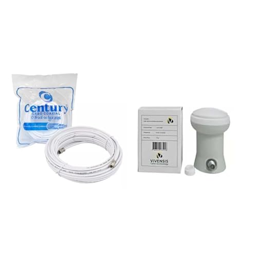 Kit Parabolica Digital Ku Vivensis + Lnbf + Cabo 15 Metros Branco