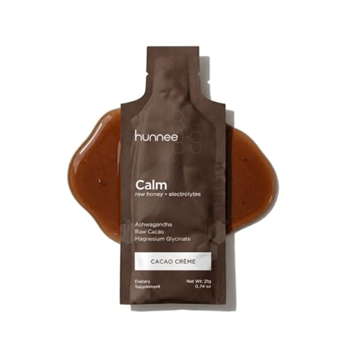 HUNNEE Calm Raw Honey Electrolytes Supplement, Cacao Crème, 14 Sachets
