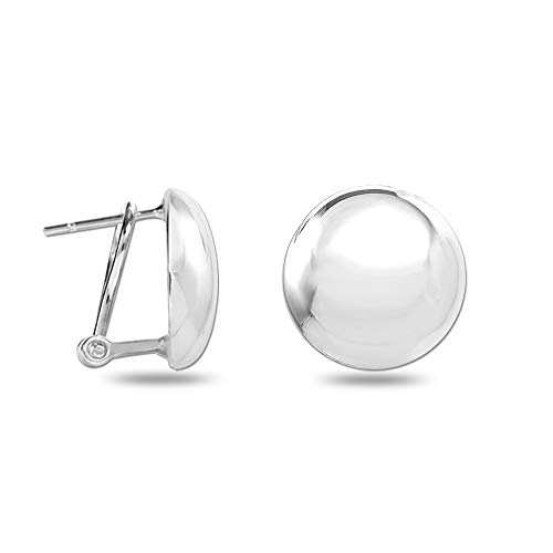 LeCalla 925 Sterling Silver Large Omega Back Earrings for Women | Pierced Ear Clips Stud Earring Gift for Her, Wife or Girlfriend | Classic Omega Back Stud Earrings Jewelry for Daily Wear or Special Occasions