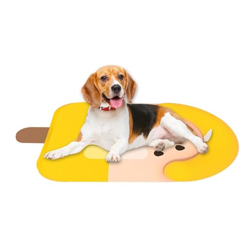 Samuliy Alfombrilla de refrigeración para perro, alfombrilla de hielo suave en forma de paleta para enfriar, cama impermeable para perro, manta de refrigeración cómoda y transpirable con almohada para