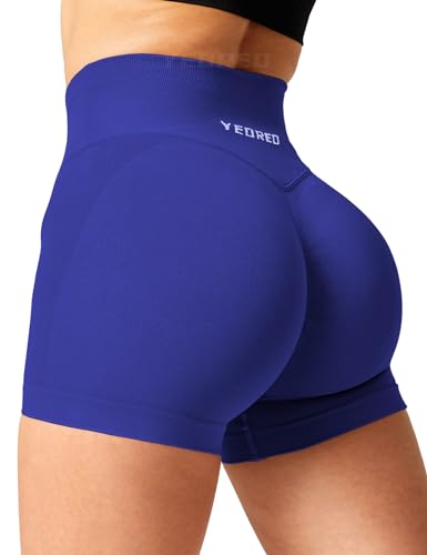 Image of YEOREO Scrunch Butt Workout Shorts Women 3.5 inch Seamless V Cross Waist Sport Gym Amplify Shorts
