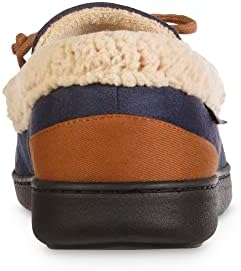 isotoner Men's Recycled Advanced Memory Foam Microsuede Vincent ECO Comfort Moccasin Slippers, Navy Blue, 11-12 | Image 4