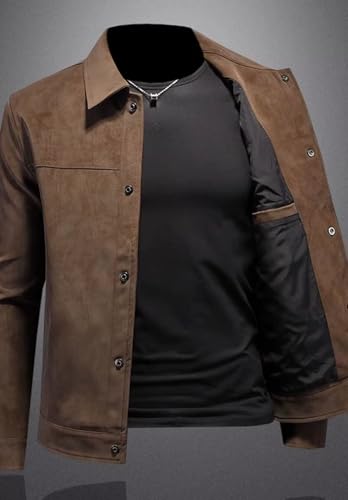 Men's Vintage Suede Blazer Single Breasted Business Casual Faux Leather Sports Jacket3