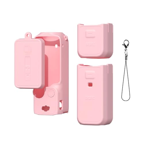 BTG All-in-One Set Silicone Protective Case for DJI Pocket 3 Accessories Parts Case Cover Protector (Pink)