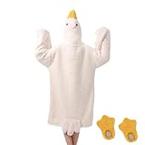 Mono Pato Para Adultos Niños, Sudadera Capucha Pato, Adorable Disfraz Ganso Blancos Grande Capucha Con Zapatos, Pijama Patos Divertido Cálido Parejas Mono Capuchas Dormir Saco, Para Hombres Mujeres