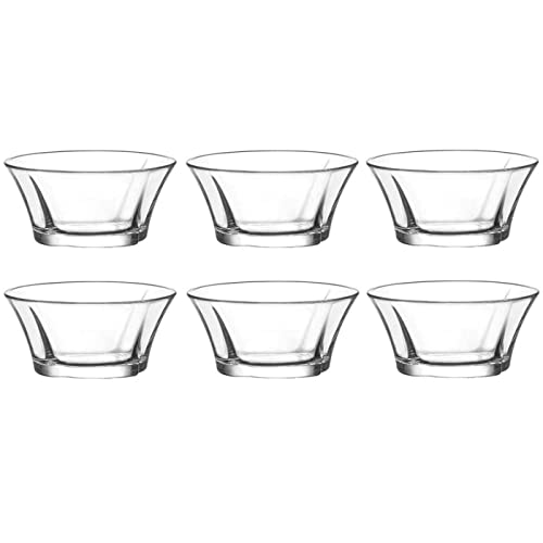 Tradineur - Set de 6 boles de cristal, modelo Truva, cuencos para servir aperitivos, postres, resistentes, aptos para lavavajillas (310 ml, 12 x 5,5 cm)
