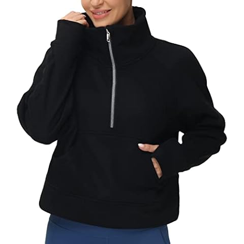 THE GYM PEOPLE Women's Half Zip Fleece Sweatshirt Cover