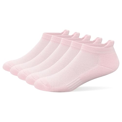Image of Women's & Men's Breathable Athletic Running Low Cut Socks Cotton Cushioned Ankle Tab Socks, 5 Pairs