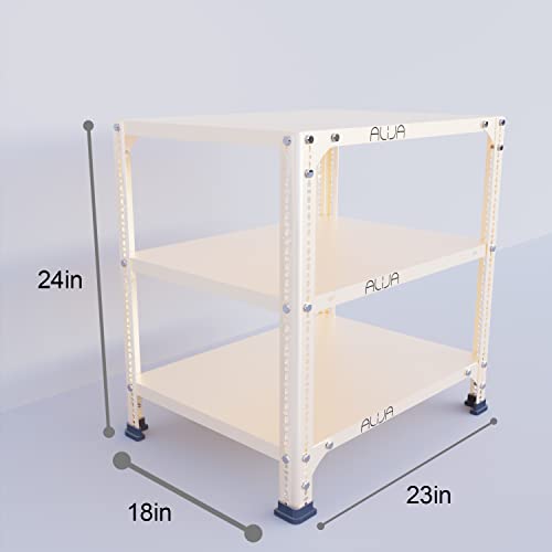 Image of ALIJA️ Slotted Angle Metal Rack (2 x 2 x 1.5 Ft. / 24 x 23 x 18 Inch) with 3 Shelves (Ivory, 22 Gauge Shelves, 16 Gauge Angle)