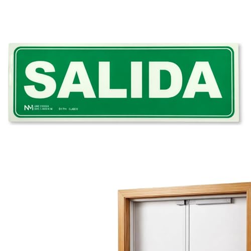 Señal Salida, Señal Evacuación, fotoluminiscentes, Señal Luminiscente Salida, Señal Indicativa de Salida, Cumple nueva UNE 23034:2023 (Clase B), PVC 0,7mm D≤7m, Tamaño 30 x 10.5cm, 1 Unidad