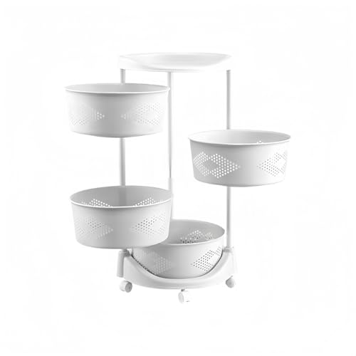 JiFocelt 回転式 収納ラック キャスター付き 360° 楽々移動 階層式収納スタンド コンパクト キッチン・浴室・リビング用 多用途 すっきり整理 家庭用 小物収納対応 安定性優れ? (四階です)