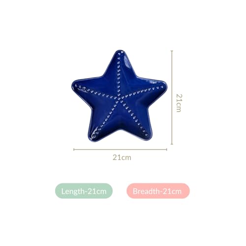 Image of Nestasia Set of 3 Starfish Ceramic Serving Plates | Microwave & Dishwasher Safe, BPA-Free, Ocean-Inspired Dinnerware |Ideal for Appetizers, Snacks, Gifting, Serving, Decor (Multicolour)