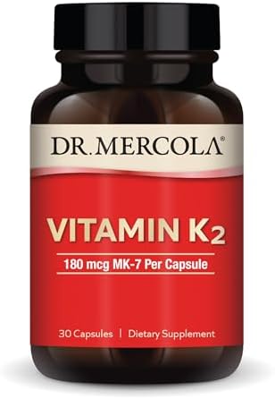 Dr. Mercola Vitamin K2-180 mcg Vitamin K2 as MK-7 – Supports Healthy Arterial Function & Heart Health – Non-GMO, Gluten-Free & Dairy-Free – 30 Capsules (30 Servings)
