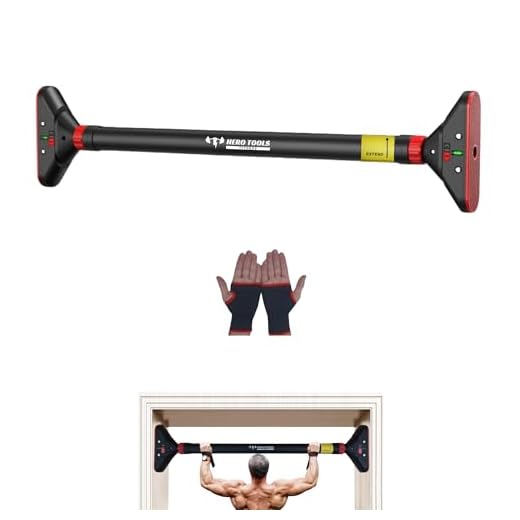 LADER Pull Up Bar for Doorway, Chin Up Bar Upper Body Workout No Screw Installation for Home Gym Exercise Fitness with Level Meter and Adjustable Width, up to 440lbs (Black)