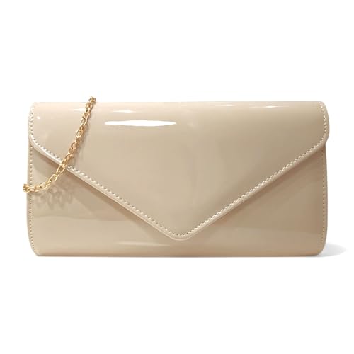 fi9 Pochette en cuir verni à bandoulière, idéale pour mariages, soirées, fêtes, M