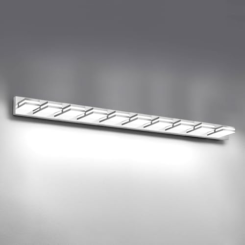 Image of IZORRO LED Modern Bathroom Lights Fixtures(10-Light,Dimmable),Chrome Acrylic Wall Lighting,Vanity Lights for Bathroom Over Mirror - 6000k 40In （No Assembly Required）