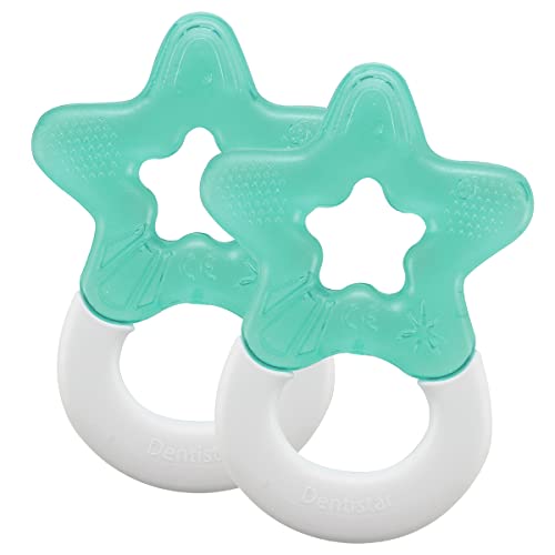 Dentistar® Lot de 2 anneaux de dentition réfrigérés – Anneaux de dentition froids pour bébé et enfant dès 3 mois – Anneaux de massage des gencives rempli d’eau – Made in EU – Orange