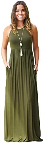 HOTUEEN Women Casual Round Neck Sleeveless Solid Pullover Loose Dress Dresses