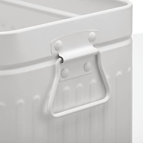 Mdesign Decorative Retro Vintage Farmhouse Rectangle Metal Small Trash Can Wastebasket, Garbage Container Bin With Handles For Bathrooms, Powder Rooms, Kitchens - Oscar Collection, Light Gray #TOP2