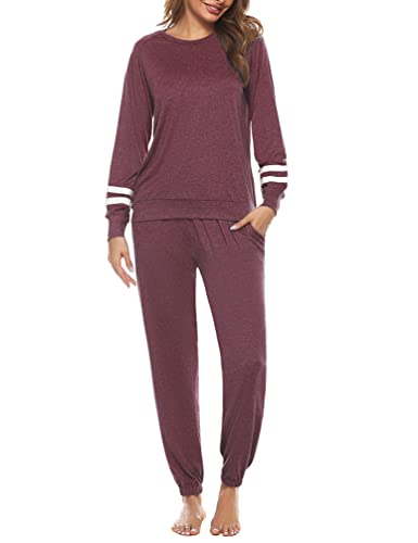 Bresdk Pijama Mujer Invierno Algodón Pijamas para Mujer Manga Larga Conjunto de Pijama Talla Grande Ropa para Dormir Suave y Cómodo Cover